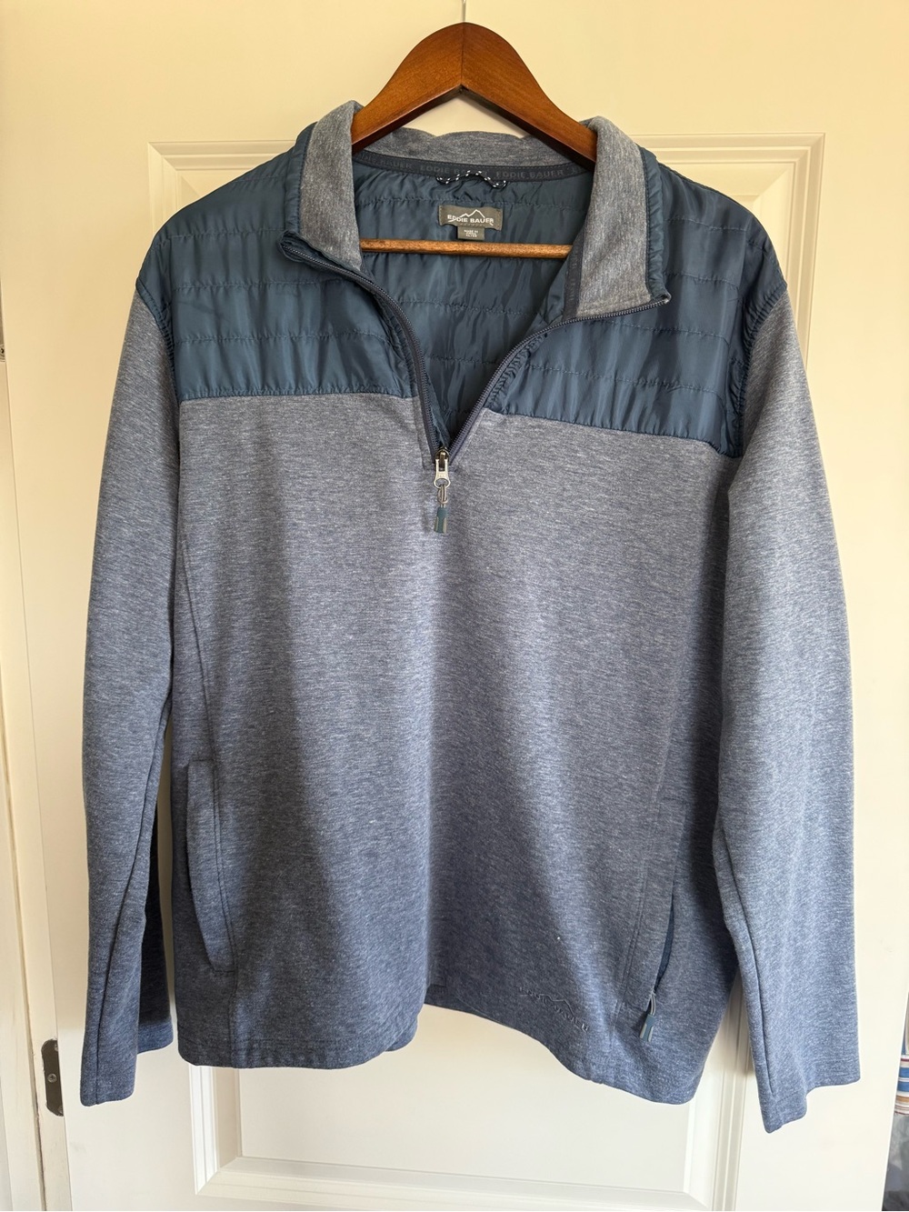 Eddie Bauer Men's Quilted-Yoke Half-Zip Sweater - Slate Blue